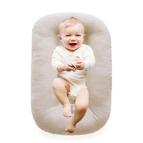Baby Lounger Upgrade|Vicorise 100% Cotton Baby Lounger Pillow|Baby Lounger Pillow for Newborn|Baby Pillow Lounger|Baby Lounger 0-24 Months Boy & Girl-Apricot