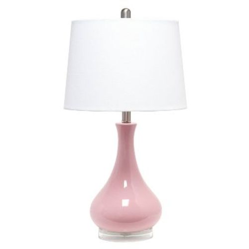 Droplet Table Lamp With Fabric Shade Rose Pink - Lalia Home: Ceramic Base, Cotton Shade, Ul Listed, No Assembly Required
