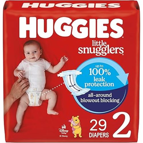 Huggies Size 2 Diapers, Little Snugglers Baby Diapers, Size 2 (12-18 lbs), 29 Count, Packaging May Vary
