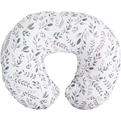 Boppy Original Nursing Support, Gray Taupe Leaves, Ergonomic Breastfeeding, Bottle Feeding, and Bonding, Firm Hypoallergenic Fiber Fill, Removable Cover, Machine Washable, FKA Boppy Nursing Pillow