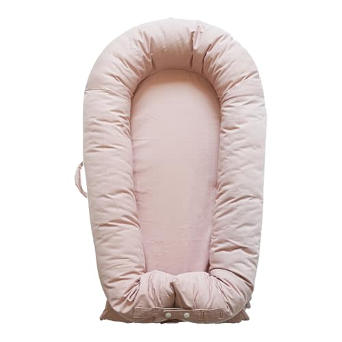CooCooBaby Deluxe Infant Lounger, Baby Nest Cover for Baby Girls & Boys, Newborn Essentials for Baby 0-12 Months, 100% Cotton, Portable Travel Bed (DustyRose)