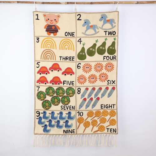 1-10 Numbers Wall Tapestry for Kids | Neutral Nursery Counting Banner | Learning Wall Decor| Learning Numbers Tapestry | Toddler Gift Shower