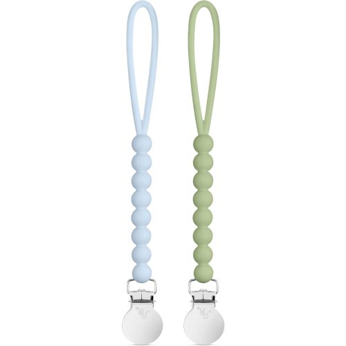 Ryan & Rose Cutie Clip 2 Pack - Pacifier Clip Holder Silicone (Judy-Blue/Judy-Sage)
