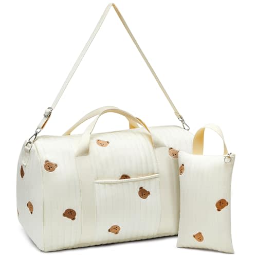 Paterr 2 Pcs Diaper Bag Tote Large Mommy Hospital with Cute Cotton Small Reusable Handbag Zip Closure Nappy Storage Pouch