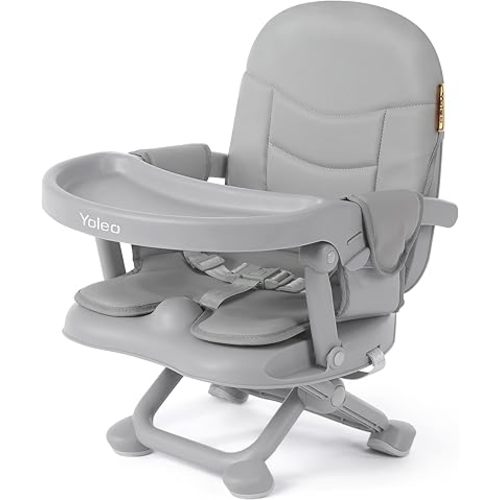YOLEO High Chair for Toddlers Folding Compact Portable Booster Seat Babies/Kids Chair on Chair for Dining Table Camping (Grey)