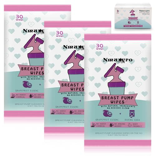 Breast Pump Wipes, 3 Packs Natural Pump Cleaning Wipes On The Go, Resealable Manual Pacifier Wipes Quick Clean Breastfeeding Supplies