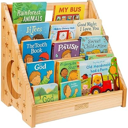 Baby Bookshelf for Toddlers Ages 1-3 - Montessori Nursery Book Shelf with Front-Facing Storage - Kids Book Organizer for Playroom and Bedroom