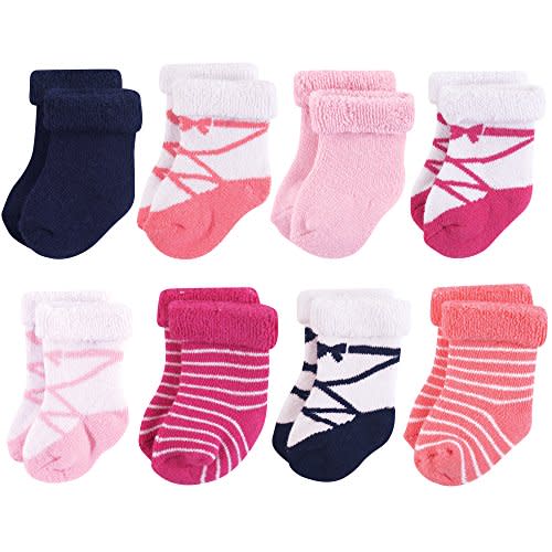 Hudson Baby Baby Girls' Cotton Rich Newborn and Terry Socks