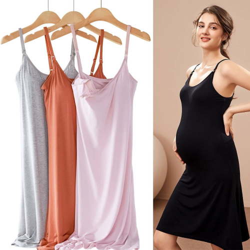 Dalrosia Women's Nursing Nightgown Maternity Dress Padded Breastfeeding Full Slips Loose Sleepwear Sleeveless Nightshirt