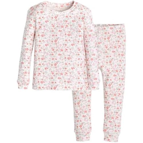 moimoln 6M-8Y Baby & Toddler Girl Floral Pajamas Soft Modal Cotton, Breathable, Snug-Fit Long-Sleeve Sleepwear Set