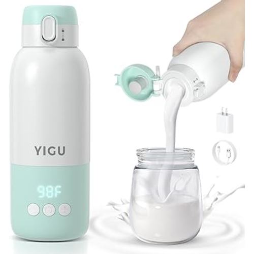 Portable Bottle Warmer 13500mAh Battery, 80W Fast Heating of Breast Milk and Formula, 12 oz Large Capacity, with 18W Fast Charging Adapter, Precise Temperature Control, Leak-Proof