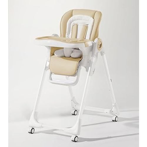 Convertible High Chairs for Babies and Toddlers, Height Adjustable Baby High Chair, High Chair with Removable Tray, Adjustable Backrest and Pedal, Portable Baby Dinning Chair with Lockable Wheels