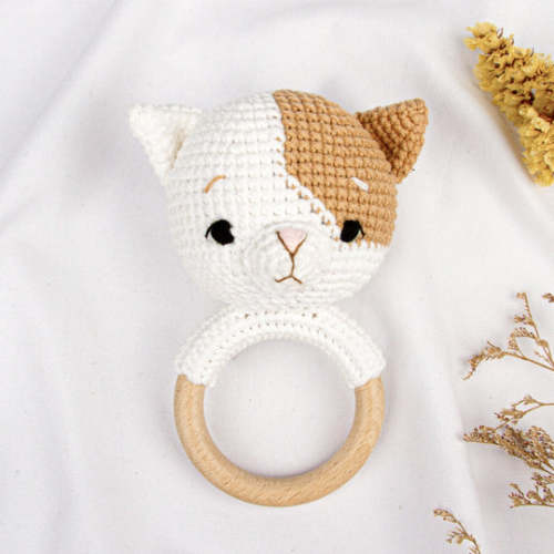 Handmade Cat Crochet Rattle