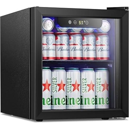 Antarctic Star Mini Fridge Cooler - 12 Bottle 48 Can Beverage Refrigerator Glass Door for Drinks or Beer Wine –Small Drink Dispenser for Home, Office or Bar, Electronic Knob Control,1.3cu.ft.
