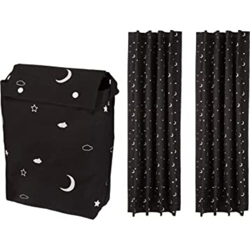 Amazon Basics Portable Window Blackout Curtain Shade with Suction Cups for Travel, 2-Pack, 50" x 78", Moon and Stars