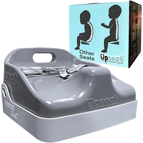 Upseat Boost Ergonomic Toddler Booster Seat for Dining Table, Developed with Physical Therapists to Encourage Posture, 3-Point Harness, Easy to Wipe Clean, and Lightweight Gray
