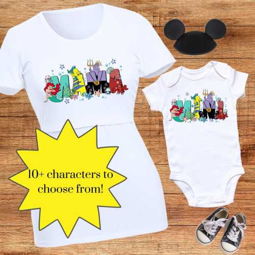Mama and Mini Nursing Friendly Shirt and Onesie Disney Character Set