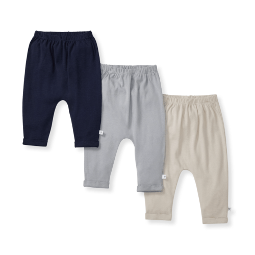 Solid Organic Cotton Baby Pants (3 Pack) -Midnight