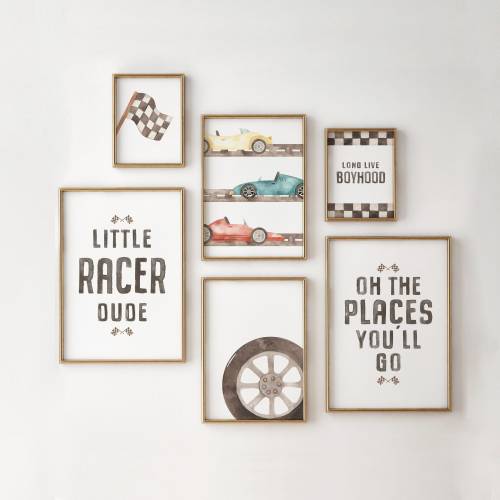 Racing Car Nursery Prints, Boy Bedroom Wall Art, Set of 6, Race Car Wall Art, Boys Room Decor, Printable Art, Digital Download