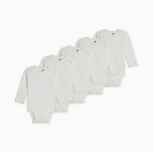 Small Story 5 Pack Long Sleeve Solid Bodysuits - White, 3-6 M