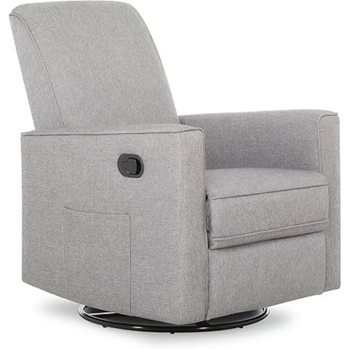 Evolur Raleigh Glider in Light Grey, Upholstered Plush Seating 360° Swivel Glider Rocking Chair, FSC Certified, Greenguard Gold & JPMA Certified Nursery Glider Recliner