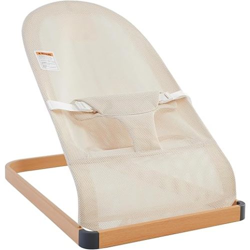 Baby Bouncer - Portable Bouncer Seat for Babies, Ergonomic Design Baby Bouncy Seats Infant with Mesh Fabric Natural Vibrations, Beige