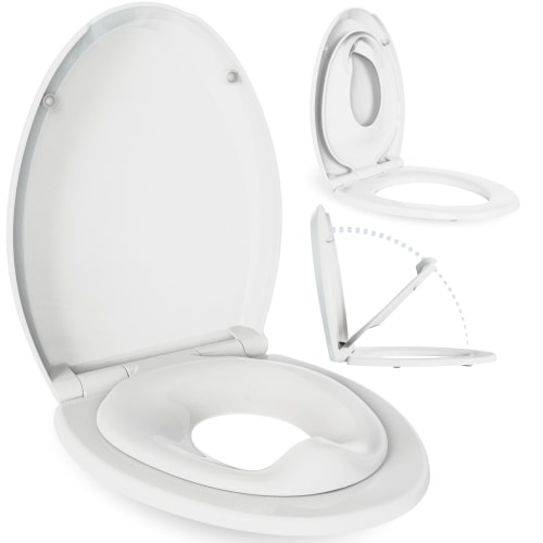 Quick Flip Toilet Seat with Built-In Potty & Splash Guard - Round