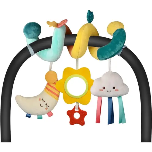 Car Seat Toys Infant Toys 0-3 Months Newborn Toys, Stroller Toys Baby Toys 0-3 Months, Baby Toys 0-6 Months for Crib Mobile Bassinet with Rattles Jingle Mirror Teether for 0 3 6 9 12 Boys Girls Babies