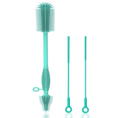 Raymeefa Bottle and Straw Cleaner Set - Silicone, Soft Baby Brush, Bendable Straw Cleaning Brush, Long Handle for Cleaning (Green)