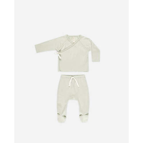 Wrap Top + Footed Pant Set || Mint