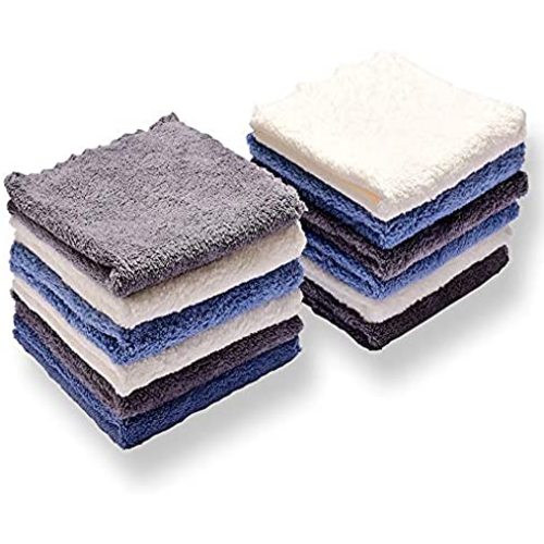 Kyapoo Baby Washcloths 12 Pack 12x12 Inches Microfiber Coral Fleece Extra Absorbent and Soft for Newborns, Infants and Toddlers