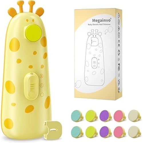 Baby Nail Trimmer Electric Baby Nail File with Light 10 Grinding Heads Safe Quiet Baby Nail Grooming Care Kit for Newborn Infant Toddler Toes Fingernails - Orange