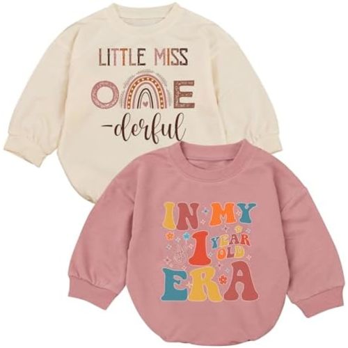2Pcs Baby Girl First Birthday Romper, 1st Birthday Era Baby Girl Outfits