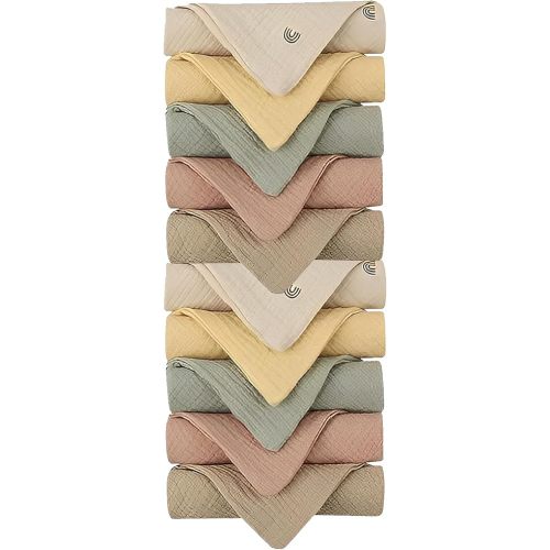Baby Washcloths 10 Pack,Microfiber Cotton Baby Bath Face Towels,Extra Absorbent and Soft Wash Cloths for Newborn, Infant,and Toddlers,Baby Boy Girl Washcloth for Face and Body 8x9