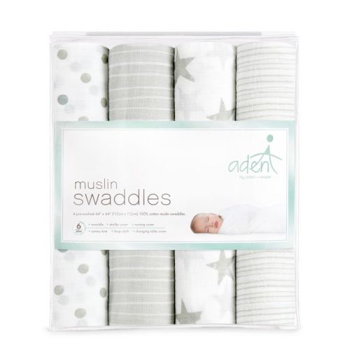 aden + anais essentials 4pk Cotton Muslin Swaddle Blankets - Dusty