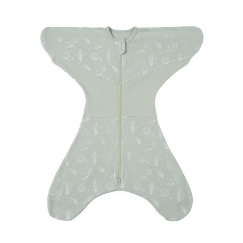 GROWNSY Transitional Swaddle Sleep Sack 3-6 Months, Starfish Design Baby Swaddle Sack, Dual-Zipper for Easy Diaper Changes, Proper Hip Development & Openable Foot Button, 12-20lbs, Green