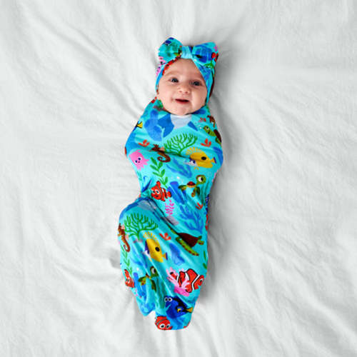 Disney Nemo's Reef Swaddle & Luxe Bow Headband Set