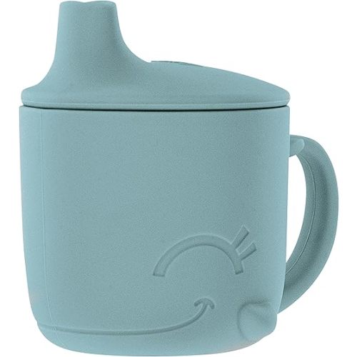 Nuby Animal Friends Silicone Sippy Cup - Toddler Cup with One-Handle - 6+ months - Blue Whale