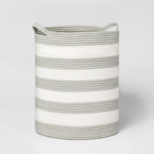 Extra Large Striped Coiled Kids' Rope Basket Gray - Pillowfort™