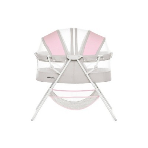 Dream On Me Karley Bassinet - Gray and Pink: Adjustable Height, Canopy, Includes Mattress/Pad