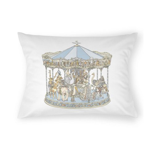 Atelier Choux Paris Satin Pink Carousel Print Decorative Nursery Pillow