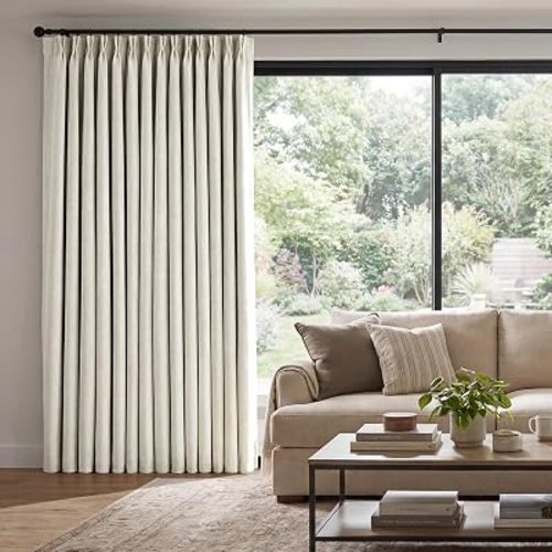 Pinch Pleated Linen Curtains 100% Blackout 84 Inches Long for Bedroom