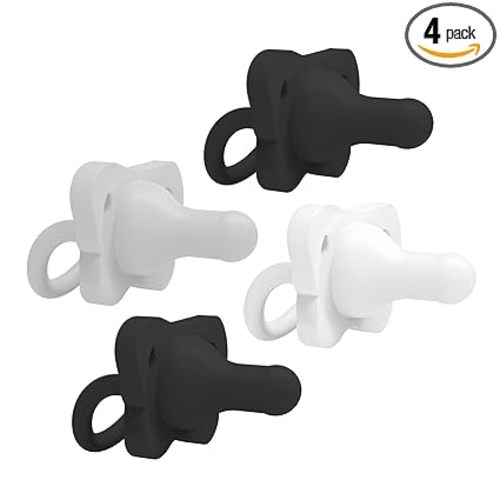 Dr. Brown's HappyPaci 100% Silicone Baby Pacifier, Contoured One-Piece Design, Black/Gray/White, 0-6m, BPA-Free, 4-Pack