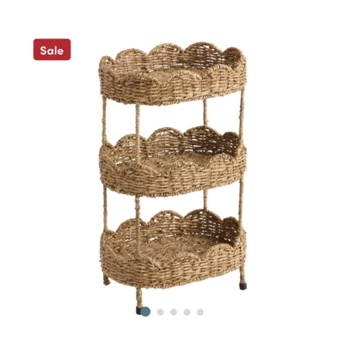 Daisy Oval Natural Seagrass Scalloped 3 Tier Storage Tower - World Market