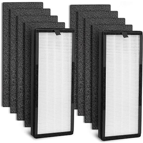 True HEPA Replacement Filter for VEVA 8000 Elite Pro Series Air Purifier, 2 HEPA Filters & 8 Premium Activated Carbon Pre Filters (2+ Year Supply) for Complete Tower Air Cleaner Home & Office