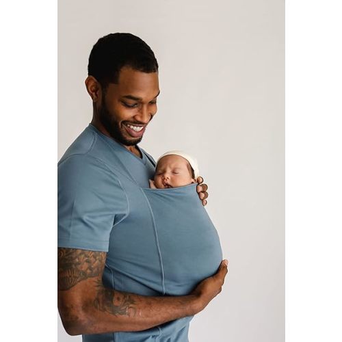 Lalabu Dad Shirt | Original Babywearing T-Shirt with Kangaroo Pouch | Baby Wrap Carrier for Newborns & Infants | Baby Wrap Carrier for Newborns | Essential for New Dads | Brook, M, Short Sleeve
