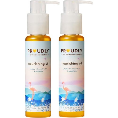 PROUDLY Nourishing Baby & Hair Oil by Gabrielle Union & Dwyane Wade, Baby Oil Gel for Dry, Sensitive Skin & Textured Hair, Black & Brown Babies, Vitamin E, 2-Pack (3 oz each)