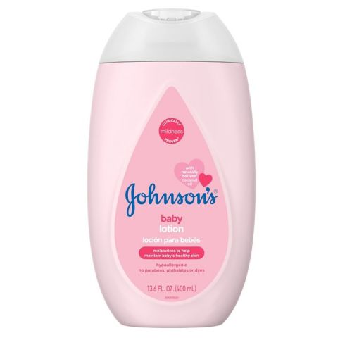 Johnson's Moisturizing Mild Pink Baby Body Lotion, Coconut Oil for Delicate Skin, Hypoallergenic - 13.6 fl oz