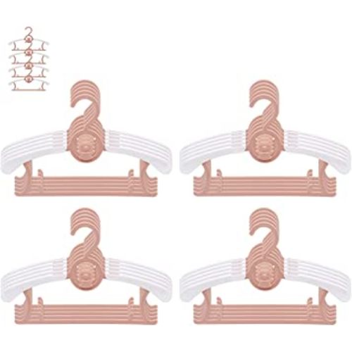 JSF Baby Hangers for Closet, Non-Slip 11"-14" Adjustable Infant Clothes Hanger for Nursery, 0-18yrs Plastic Kid Hanger Clothing Organizer, 20pcs Children Pink Plastic Rack for Newborn Toddler Coat,