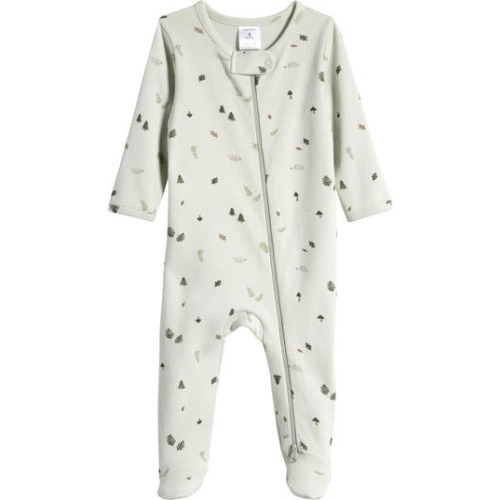 Print Zip Cotton Footie, 6M